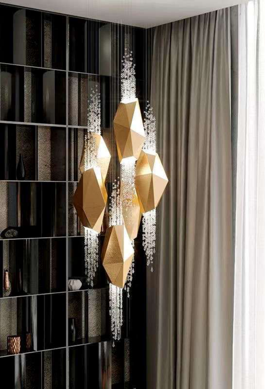 Light House Metal+ Crystal With Gold Finish