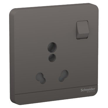 Schneider AvatarOn 6/16A Switched Socket Dark Grey (Pack of 1)