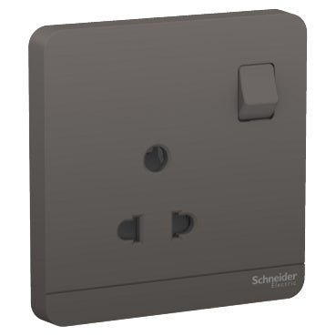 Schneider AvatarOn 6A 2/3 Pin Switched Socket Dark Grey (Pack of 1)