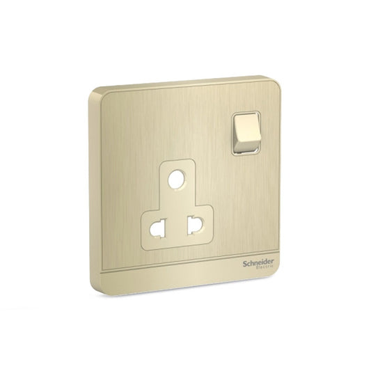 Schneider AvatarOn 6A 2/3 Pin Switched Socket Cover Metal Gold Hairline (Pack of 12)