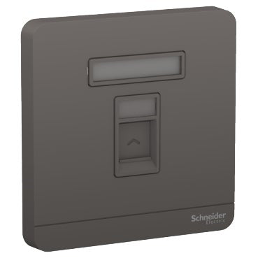 Schneider AvatarOn 1 Gang Telephone Socket, Shuttered Wallplate Dark Grey (Pack of 1)