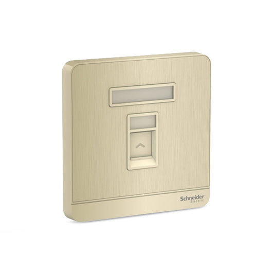 Schneider AvatarOn 1 Gang Telephone Socket, Shuttered Wallplate Metal Gold Hairline (Pack of 1)