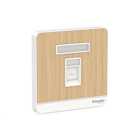 Schneider AvatarOn 1 Gang Telephone Socket, Shuttered Wallplate Light Wood (Pack of 10)