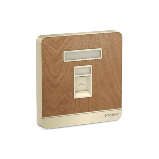 Schneider AvatarOn 1 Gang Telephone Socket, Shuttered Wallplate Dark Wood (Pack of 1)