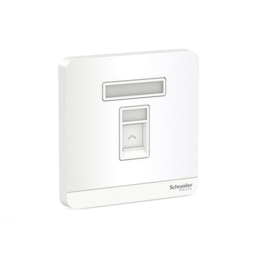 Schneider AvatarOn 1 Gang Telephone Socket, Shuttered Wallplate White (Pack of 1)