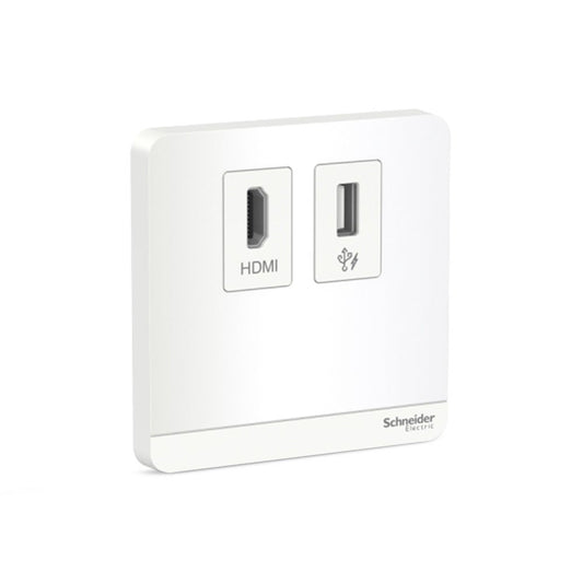 Schneider AvatarOn HDMI + USB Socket White (Pack of 1)