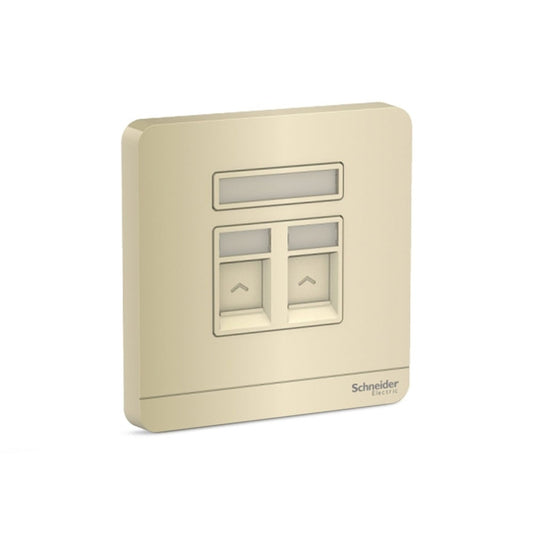 Schneider AvatarOn 2G Tel Socket, Shuttered Wallplate Wine Gold (Pack of 1)